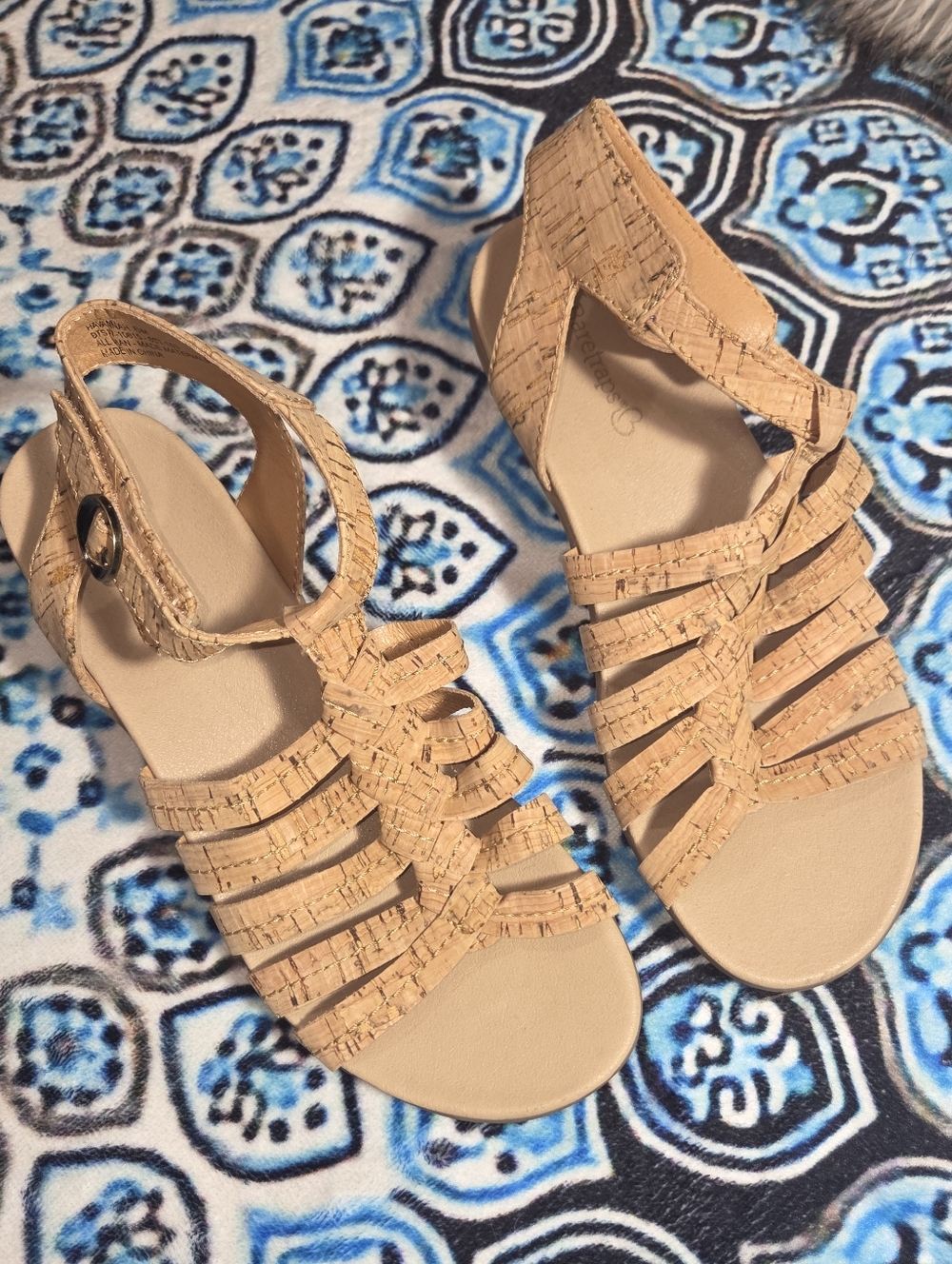 BareTraps Woven T-Strap Wedge Sandals in Tan - Picture 2 of 6
